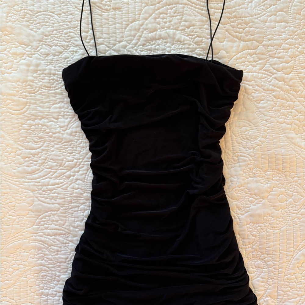 Windsor Black Ruched Midi Dress
